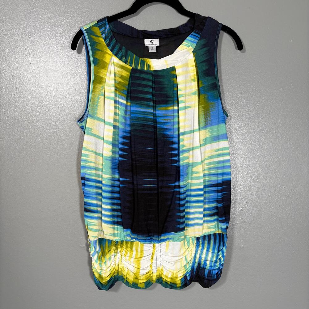Worthington Women's Blue & Black Artsy Sleeveless Top - Size Small - Band Waist